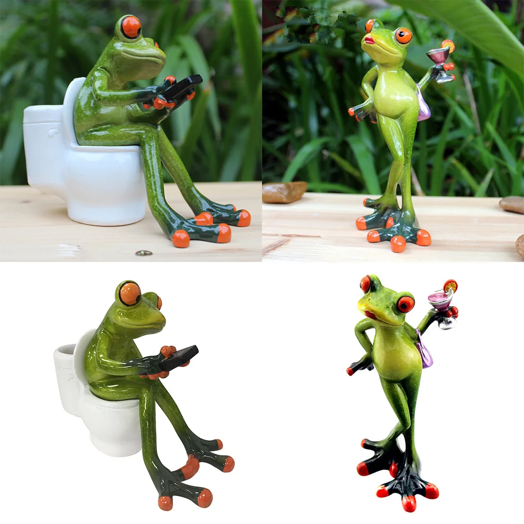 

Miniature Dollhouse HOME GARDEN Accessories ~ Set of 2 Mini Resin Frogs