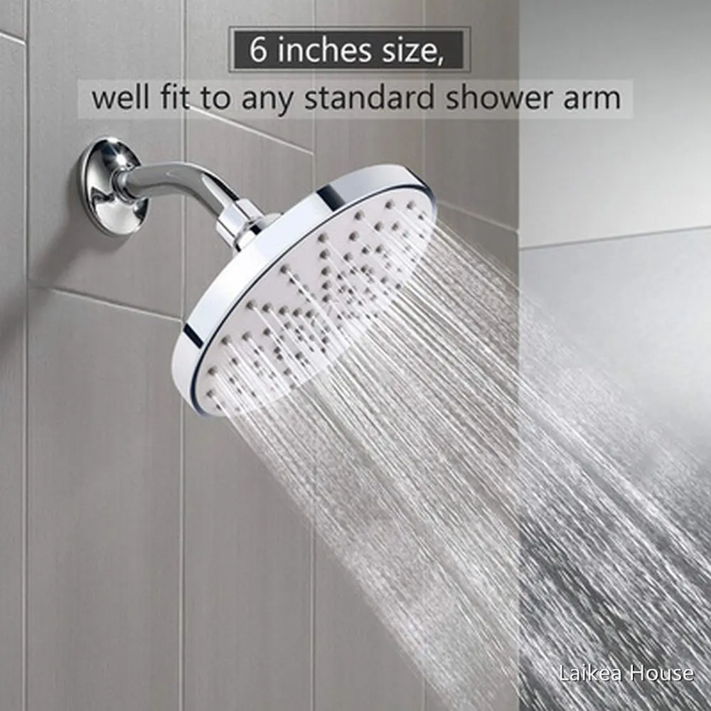 

6-Inch Spray Rain Shower Head Faucet ABS Bathroom Shower Ultra-Thin Large Rainfall Heads High Pressure Hand Held Shower Head