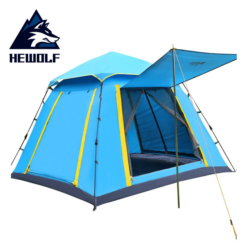 

Hewolf Outdoor Tent 3-4 People Fully Automatic Tent Rainproof Square Space Leisure Camping Beach Tent