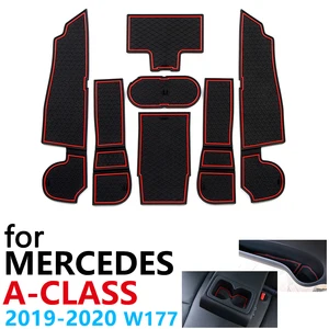Противоскользящий резиновый коврик для чашки, дверной паз, коврик для Mercedes Benz A-Class W177 A Class A220 A250 A45 AMG 2019 2020, автомобильные аксессуары