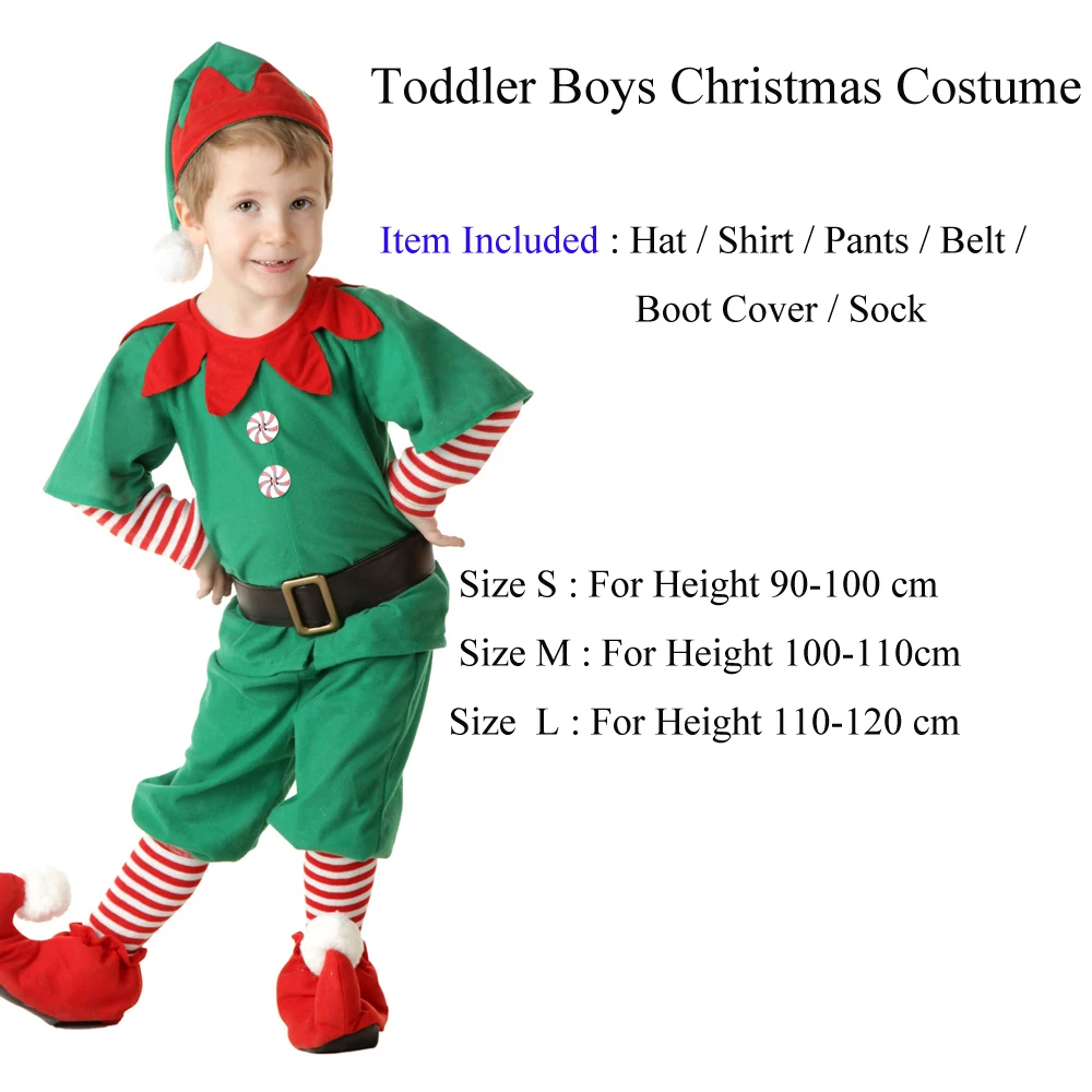 Toddler Boys Рождественский наряд для девочек, праздничный костюм эльфа, семейный Рождественский костюм, рождественское платье для родителей и детей - Цвет: Toddler Boys