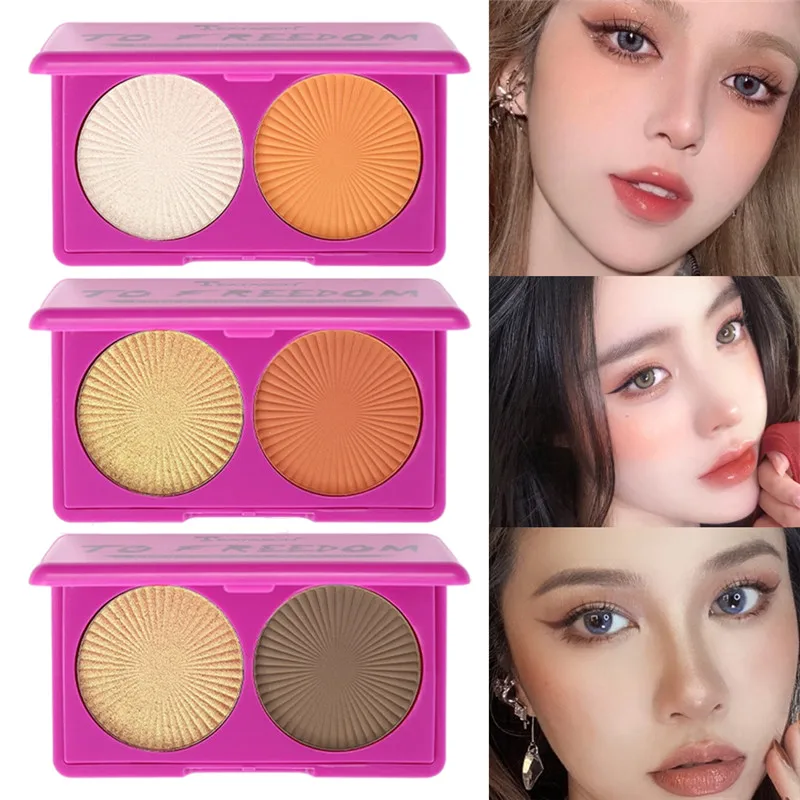 

3 Colors Blush Highlight Palette Face Blush Waterproof Lasting Face Body Highlight Face Brightening Professional Face Cosmetic