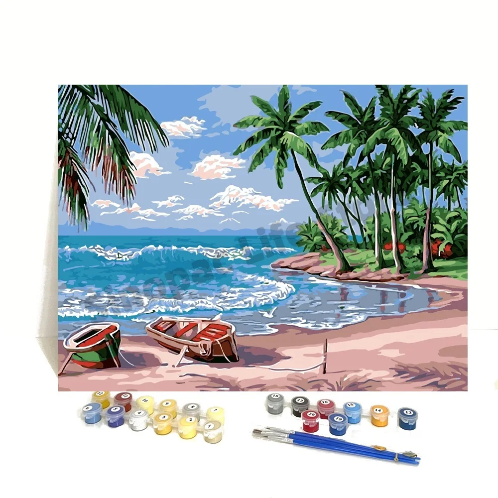 

Beach Seascape Canvas Paintings By Number For Home Decor Wall Art