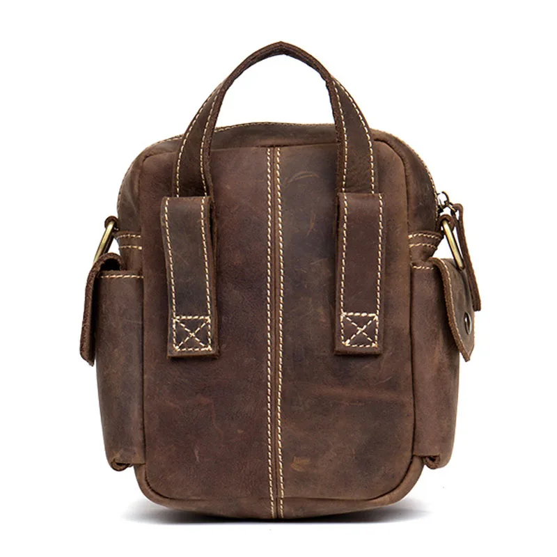 Высокое качество винтажная Мужская поясная сумка из натуральной кожи на ремне