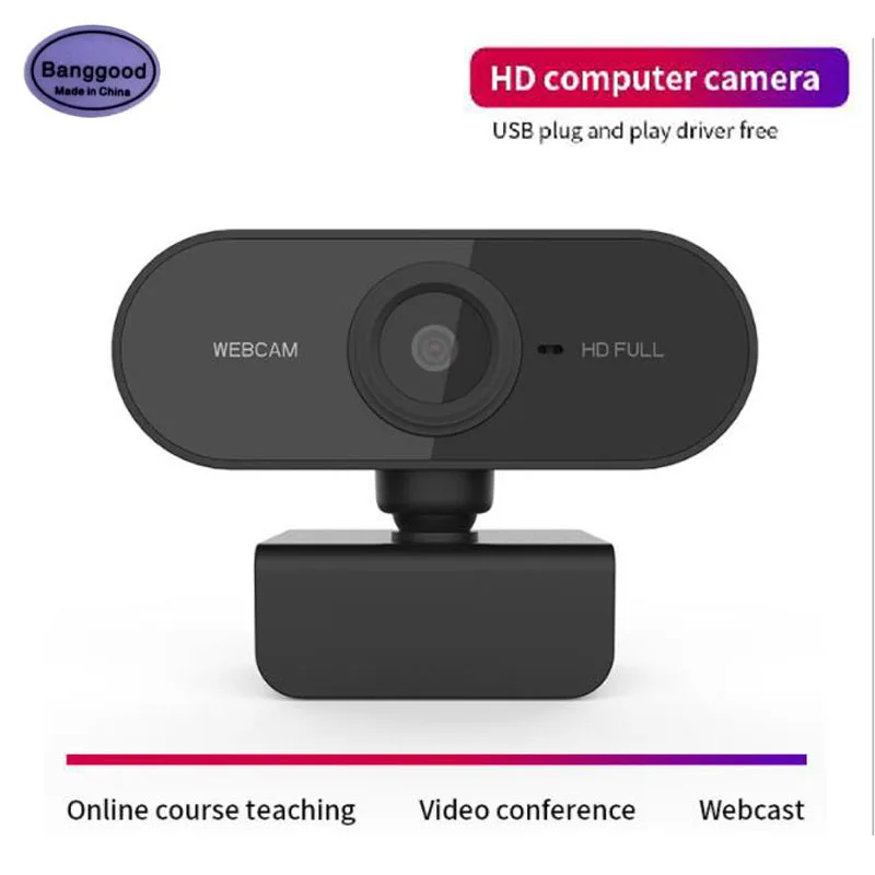 

C1 Webcamera Desktop Computer PC HD 1080P WebCam w/ Microphone Rotatable Camera for Video Calling Live Broadcast Conference Work