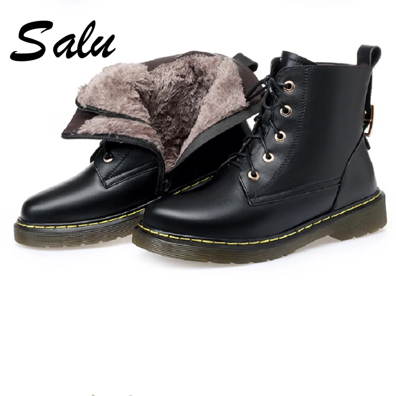 

2020 Classic Boots Women Ankle Boots Platform Leather British Wind Thick Short Ladies Snow Boots Motorcycle