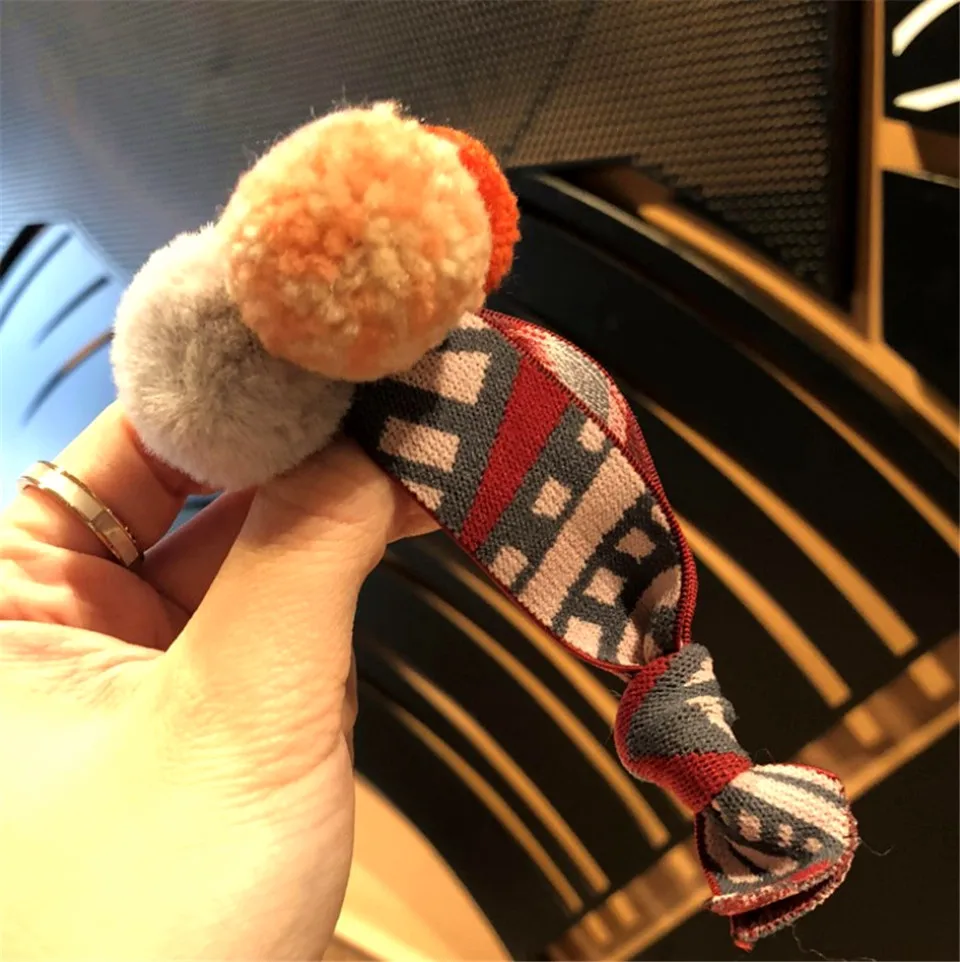 Модные повязки для волос с помпоном женщин и девочек эластичная резинка