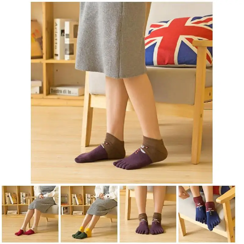 Лидер продаж 1 пара Мягкие Носки с рисунком кота для женщин и девочек пять пальцы