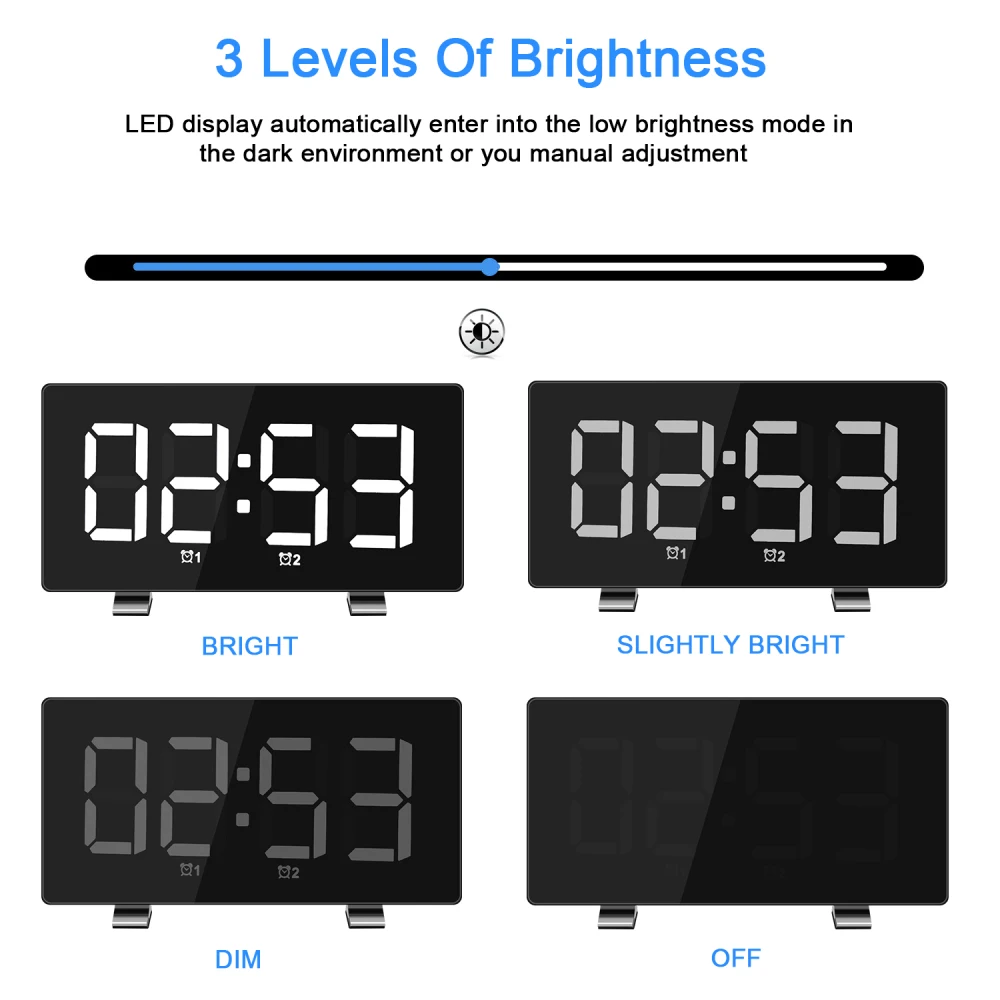 Новый современный светодиодный Будильник с двумя USB-портами квадратные
