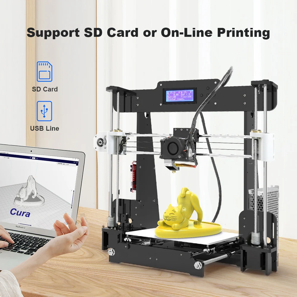 Классический 3D принтер Anet A8 Prusa I3 с нитью наполнения SD картой и открытым исходным