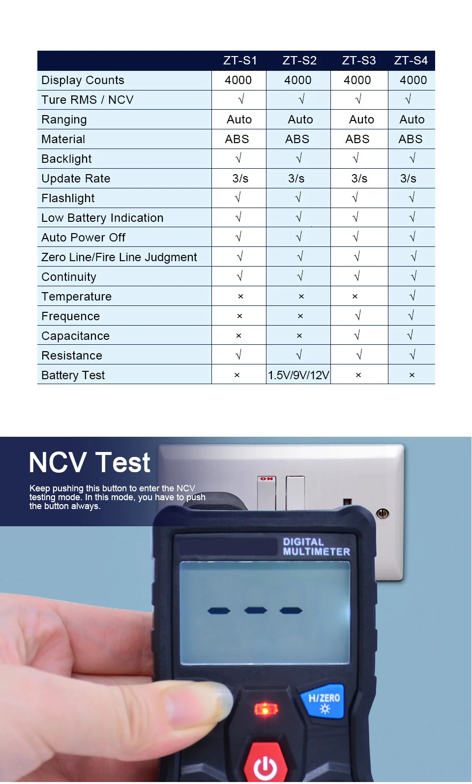 OUTEST автоматический мини цифровой мультиметр Multimetro True-RMS Интеллектуальный NCV 4000 отсчетов AC/DC Напряжение Ток Ом инструмент для тестирования
