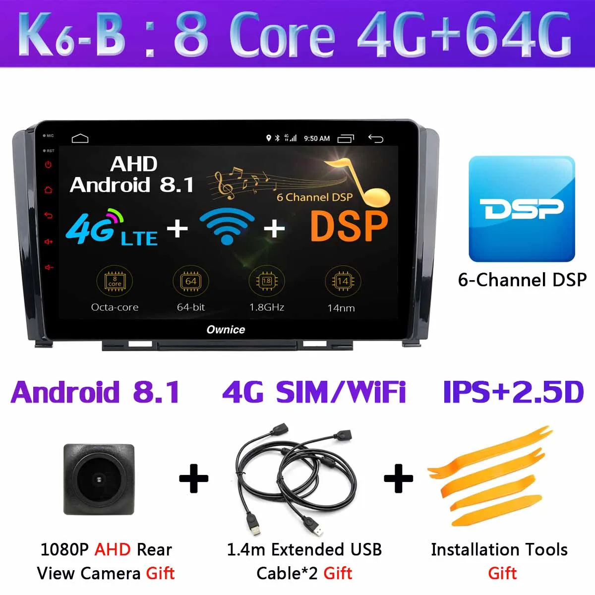 K6-B Ownice K1 K3 K5 K6 автомобильный dvd-плеер для Great Wall Hover Haval H6 2009- Автомобильный gps Радио DSP CarPlay стерео 360 ° панорамный - Цвет: K6-B