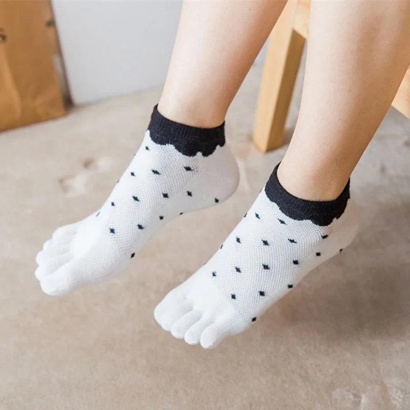 Качественные женские хлопковые носки с пятью пальцами Сезон весна осень Тонкие