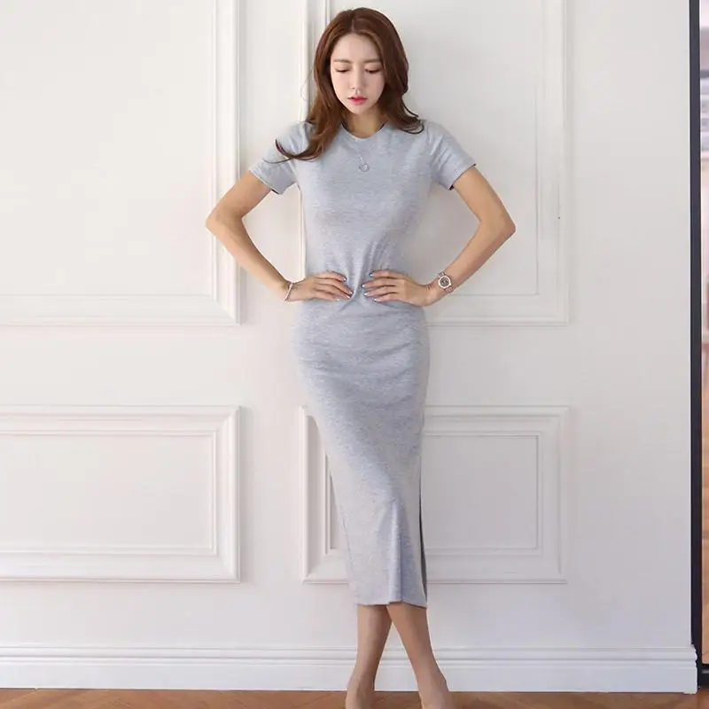 

ZITY Maxi T Shirt Dress Women Summer Beach Slim Casual Bodycon Basics Long Dresses Robe