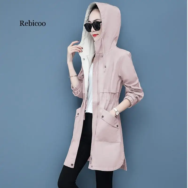 

Long Jacket With Hood For Women Slim Casual Windbreaker Coat Casual Fashion Womens Jackets And Coats Zipper Spring Autumn
