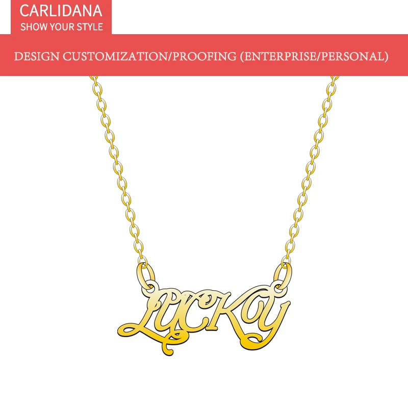 

CARLIDANA Support Any Personalized Text Logo Creative Private Custom Stainless Steel Pendant Necklace Commemorative Gift