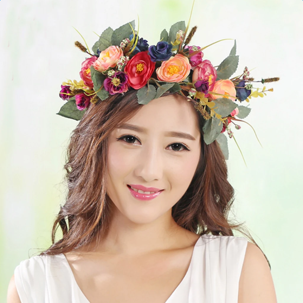 Elegant Women Girls Colorful Flower Cluster Hair Band Headwear Summer Beach photography |