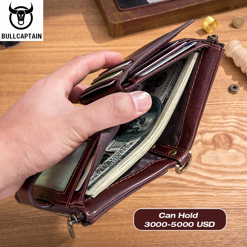 BULLCAPTAIN мужской кошелек из натуральной кожи компактный мини держатель для карт rfid