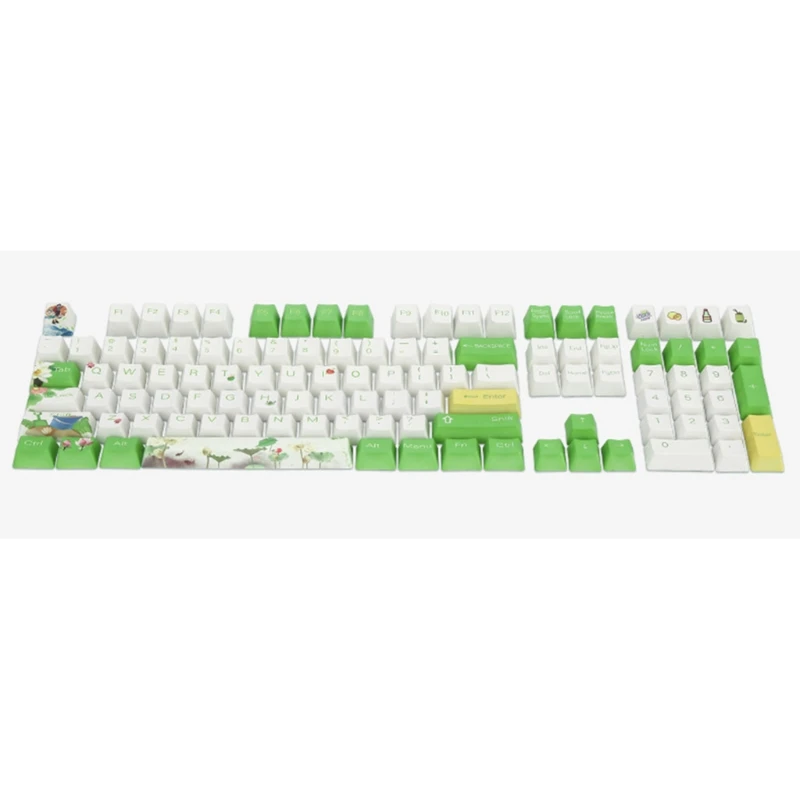 

108 keys PBT Keycaps Lettering Keys OEM Injection Key Cap Summer Lotus Mechanical Keyboard Key Cap Switches