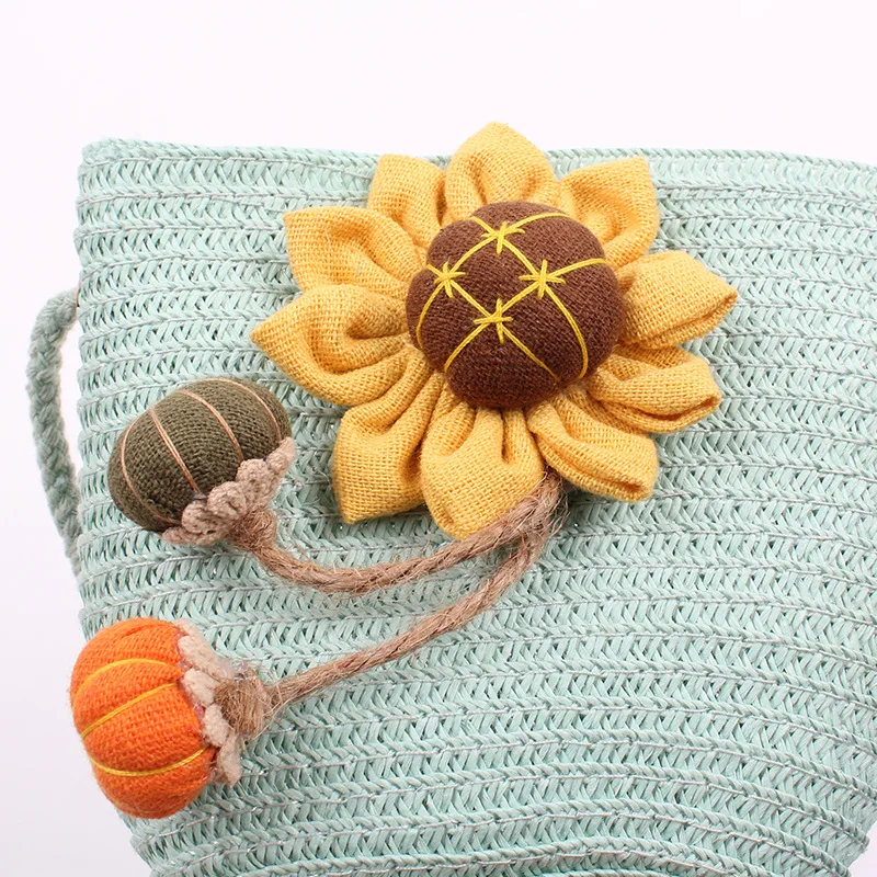 

New 2020 Summer Children Girls Shoulder Bag Daisy Flower Straw Bag Messenger Bag Kids Keys Coin Purse Cute Princess Mini Handbag