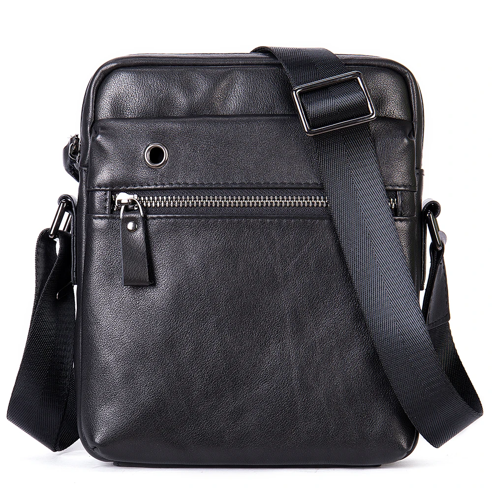 Men's Genuine Leather Soft Multi-Compartment Cross-body Bag Top Cowhide New Business Casual Style