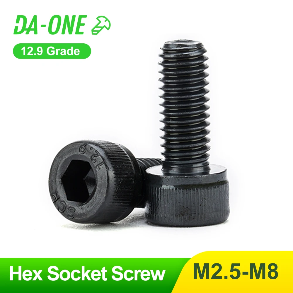 DA-ONE 10 шт. винт с шестигранной головкой и M2.5 M3 M4 M5 M6 M8 Grade 12 9 Din912 болт L = 5-50 мм |