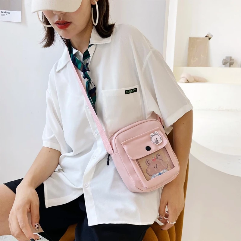 

Сумка на плечо для девочек в японском стиле колледжа, нейлоновая квадратная сумочка-мессенджер через плечо с регулируемым ремешком