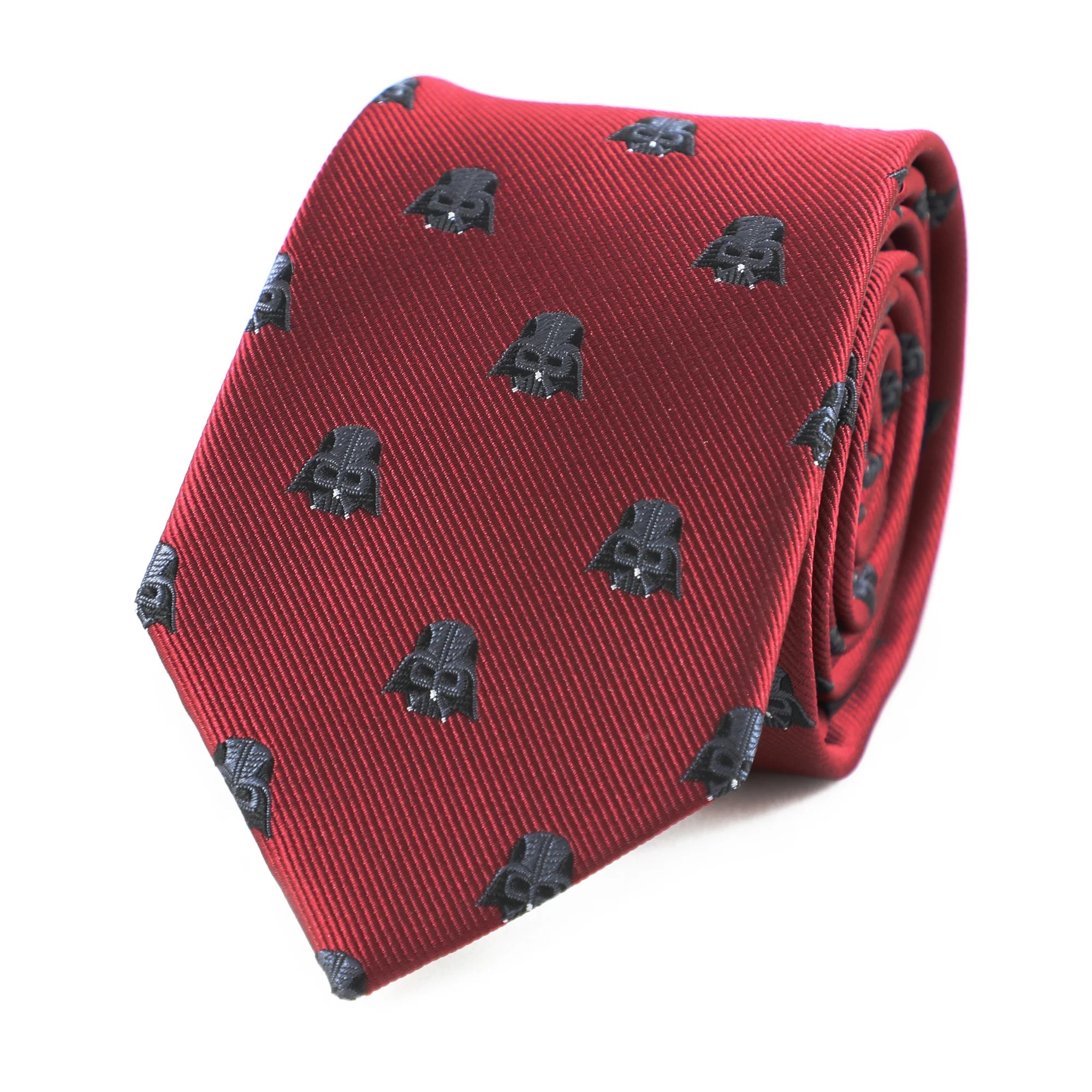 

Microfiber Jacquard Black Helmet Pattern Burgundy Necktie Movie Theme Character Symbol Tie Father's Day Birthday