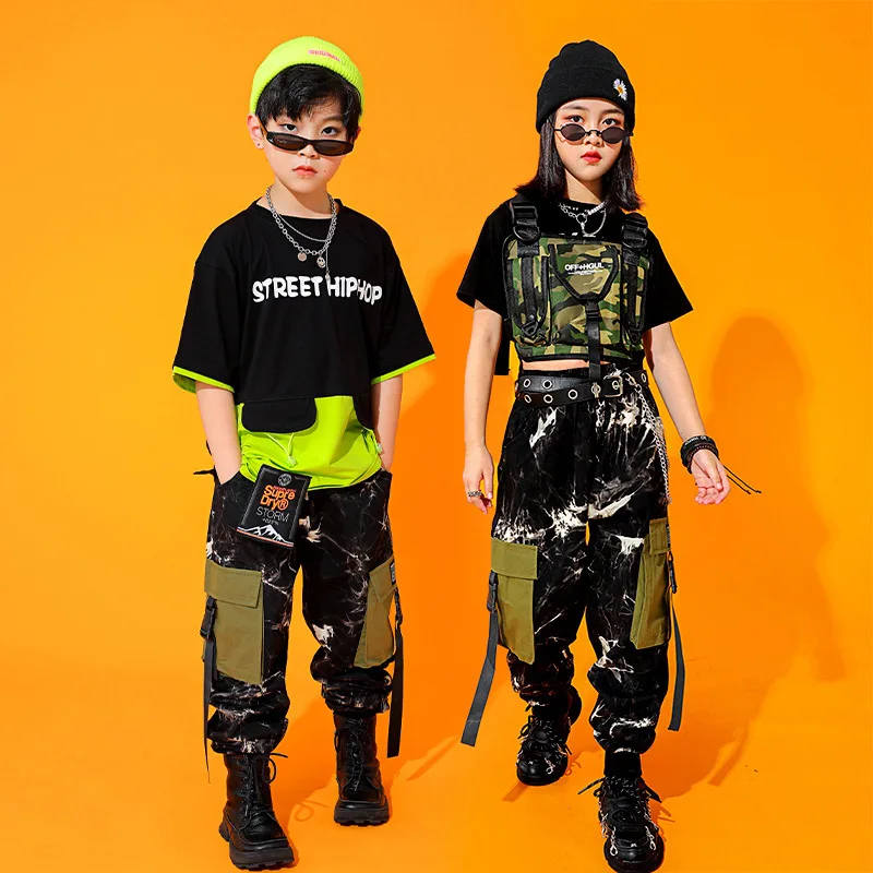 

Children'S Hip-Hop Dance Costume Camouflage Hiphop Dancers Outfits Girls Jazz Dance Catwalk Stage Costumes Rave Clothes