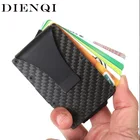 DIENQI, углеродное волокно, Rfid, мужские металлические кошельки, тонкий маленький тонкий мини кошелек в три сложения, черный, умный мужской кошелек для карт, сумка для денег, Vallet 2021