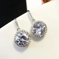 new original high end jewelry s925 sterling silver earrings female round crystal womens wedding jewelry earrings women earring
