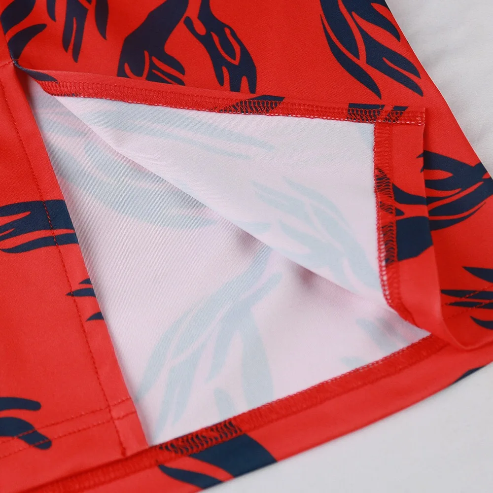 

Women Causal Dress For Work Elegant Office Red Printed V Neck Long Sleeve High Waist Fashion Business Work Dress Midi 2021 New