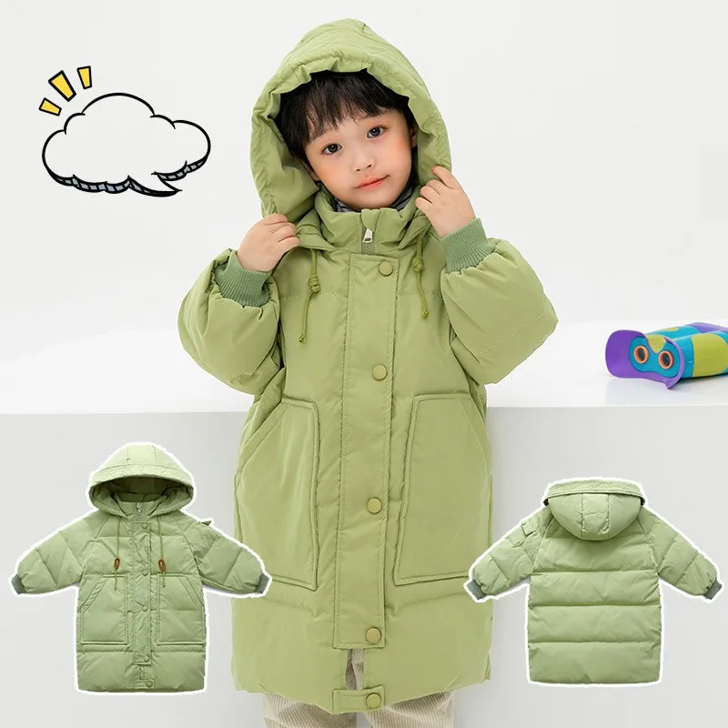 

Детская зимняя пуховая куртка для мальчиков и девочек, плотная парка, детская теплая верхняя одежда, пальто с капюшоном, комбинезон, пальто, ...