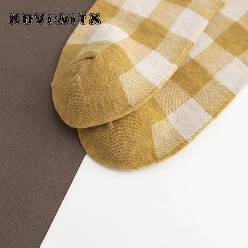 Женские Геометрические клетчатые короткие носки Осенние квадратные полосатые