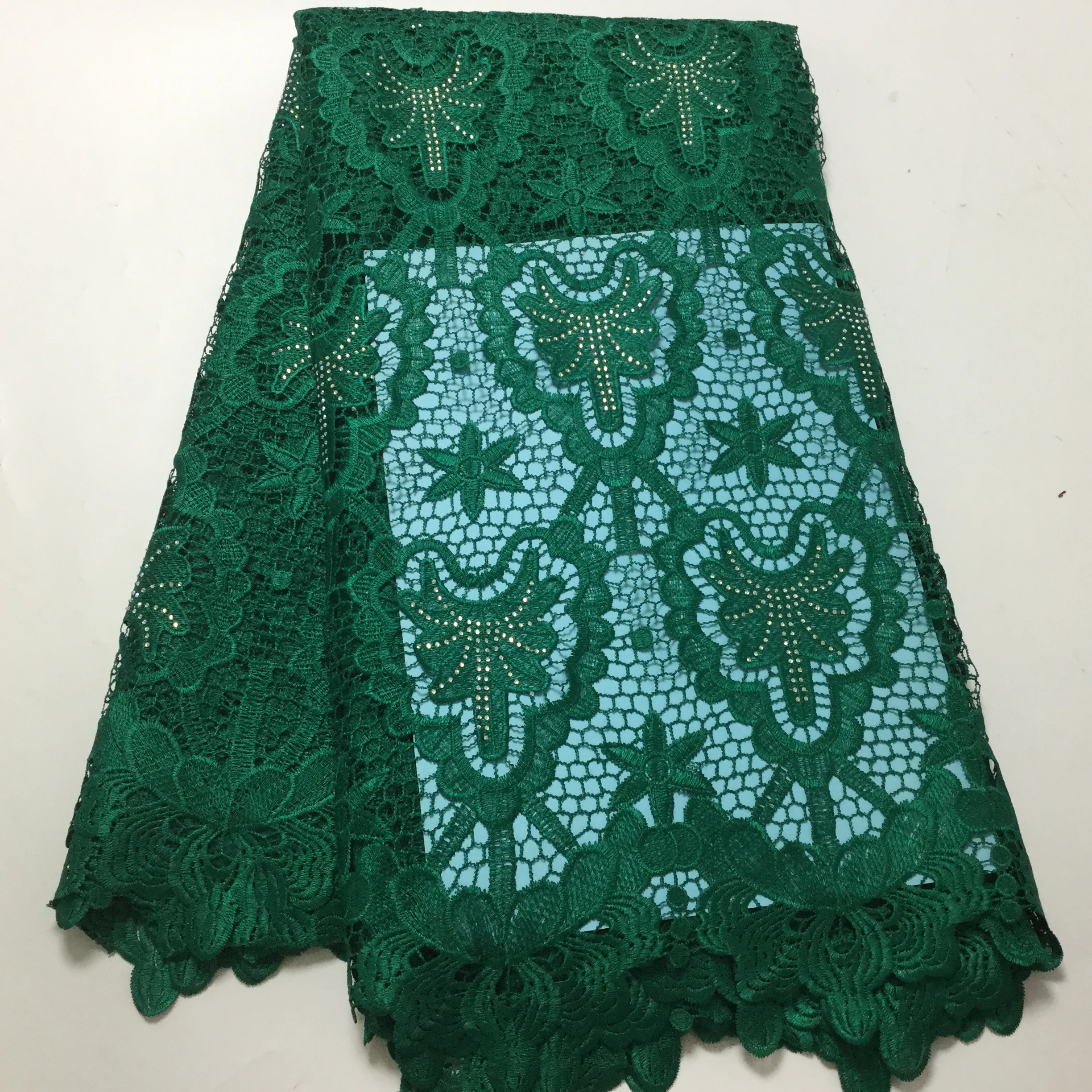 

NaXiu New Arrival African Guipure Cord Lace Fabric Hollow Out Nigerian Water Soluble Cord Laces With Stones For Party Sew
