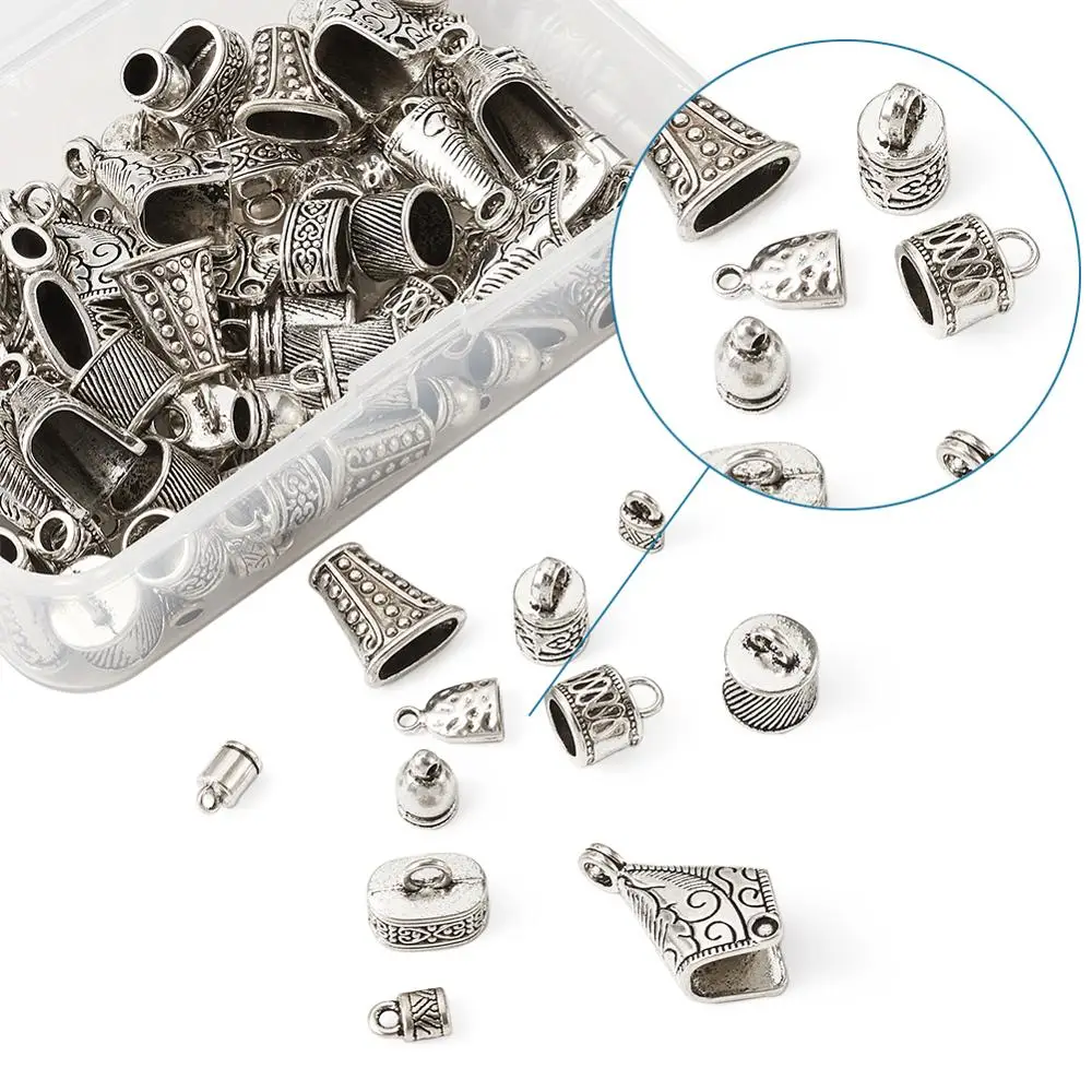 100 шт./кор. Тибетский Стиль сплав шнур концы кисточки кожаный Конец Обжимные