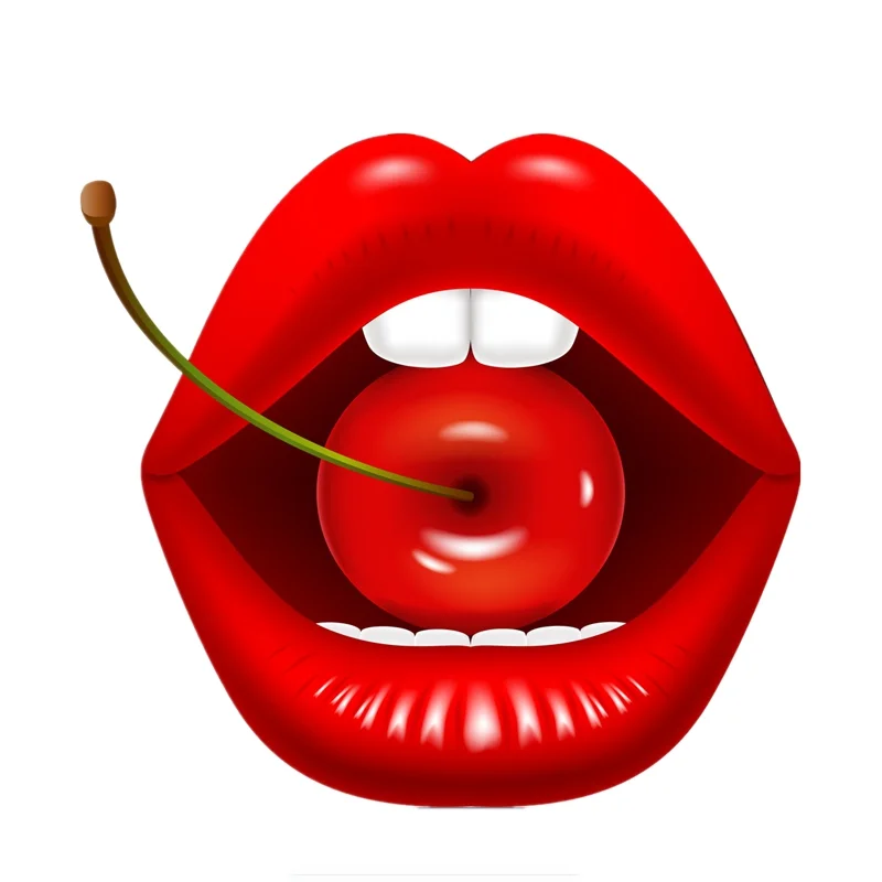 

W-0149 Funny Cartoon Sexy Female with Red Lips and Red Cherry Fashion Car Stickers PVC Auto Window Bumper Waterproof Decal Decor