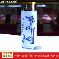 s999 sterling silver product blue and white porcelain silver liner cup business gift collection s999 pure silver liner
