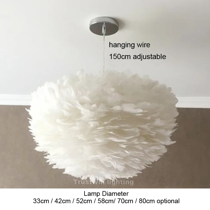 Декоративный современный белый цветок plume перо подвесной светильник