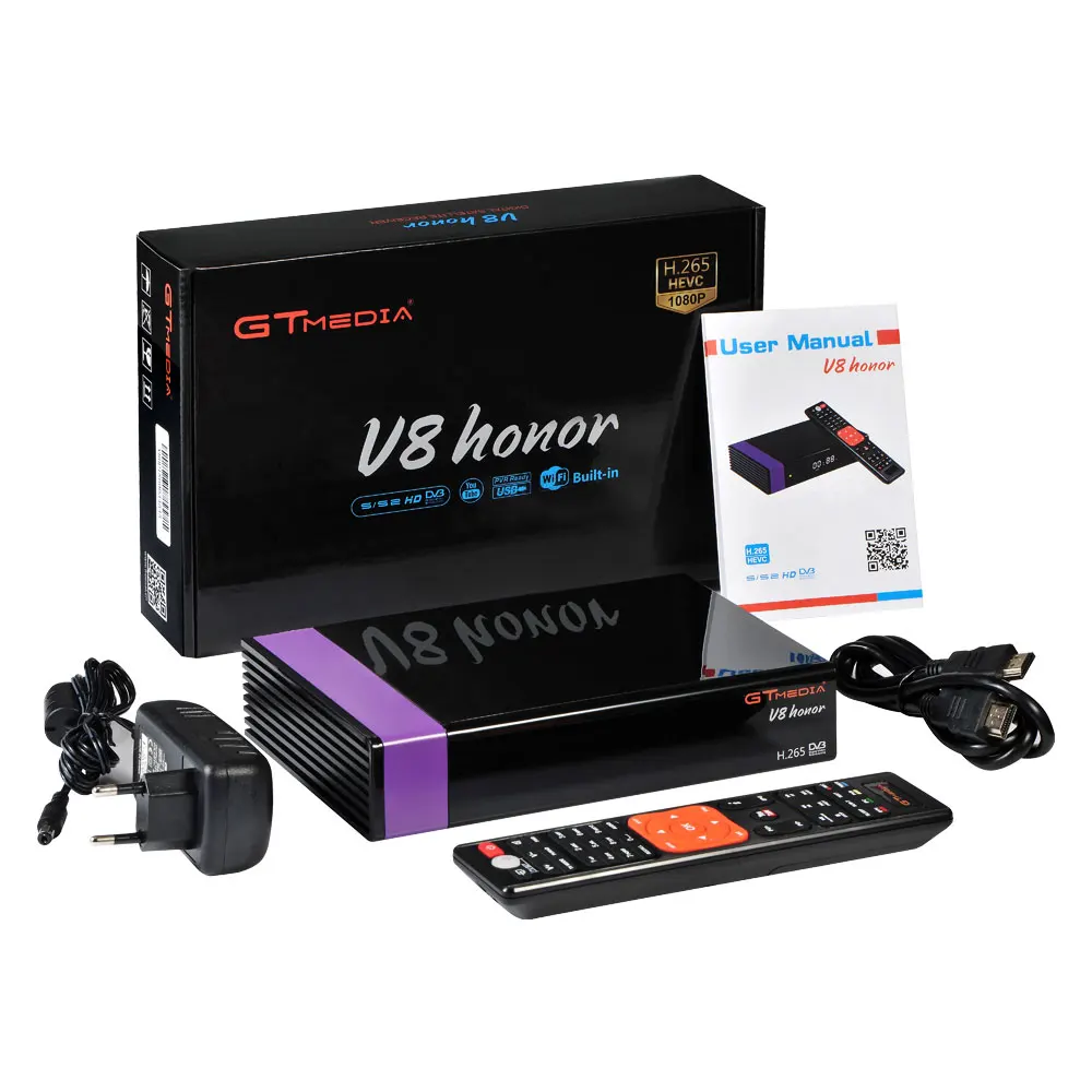 

GTMedia V8 Honor DVB-S2 Satellite Receiver 1080 Full HD Bult-in WiFi H.256 Wifi V9 Super optional Decoder NO APP for Spain V7S