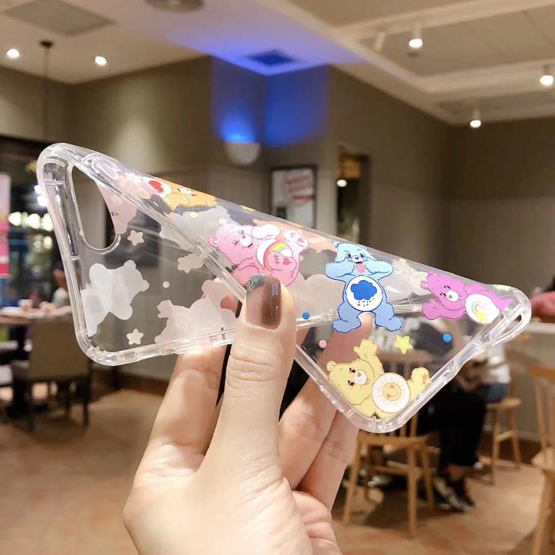INS Korea Cute Anime candy rainbow Cear happy bear phone case For Apple iphone 11 Pro X XS Max Xr 8 7 6 6s Plus soft back Cover |