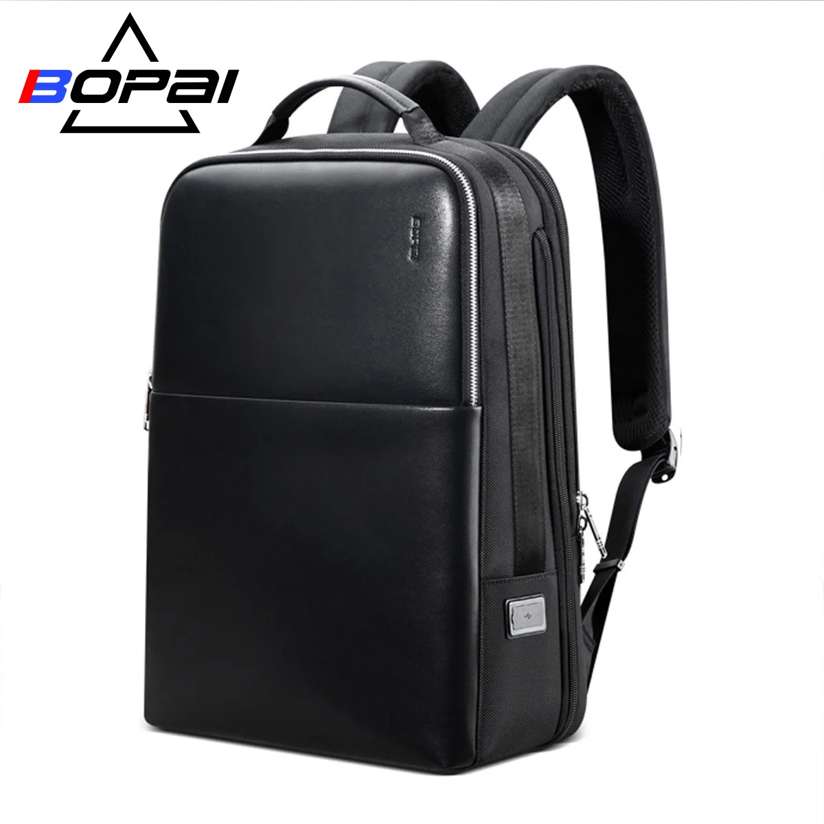 2020 BOPAI Cool Mens Backpacks Man Rucksack 14 Inch Laptop Bag Student Schoolbags Men Travel Leather Backpack Bags Black Bagpack