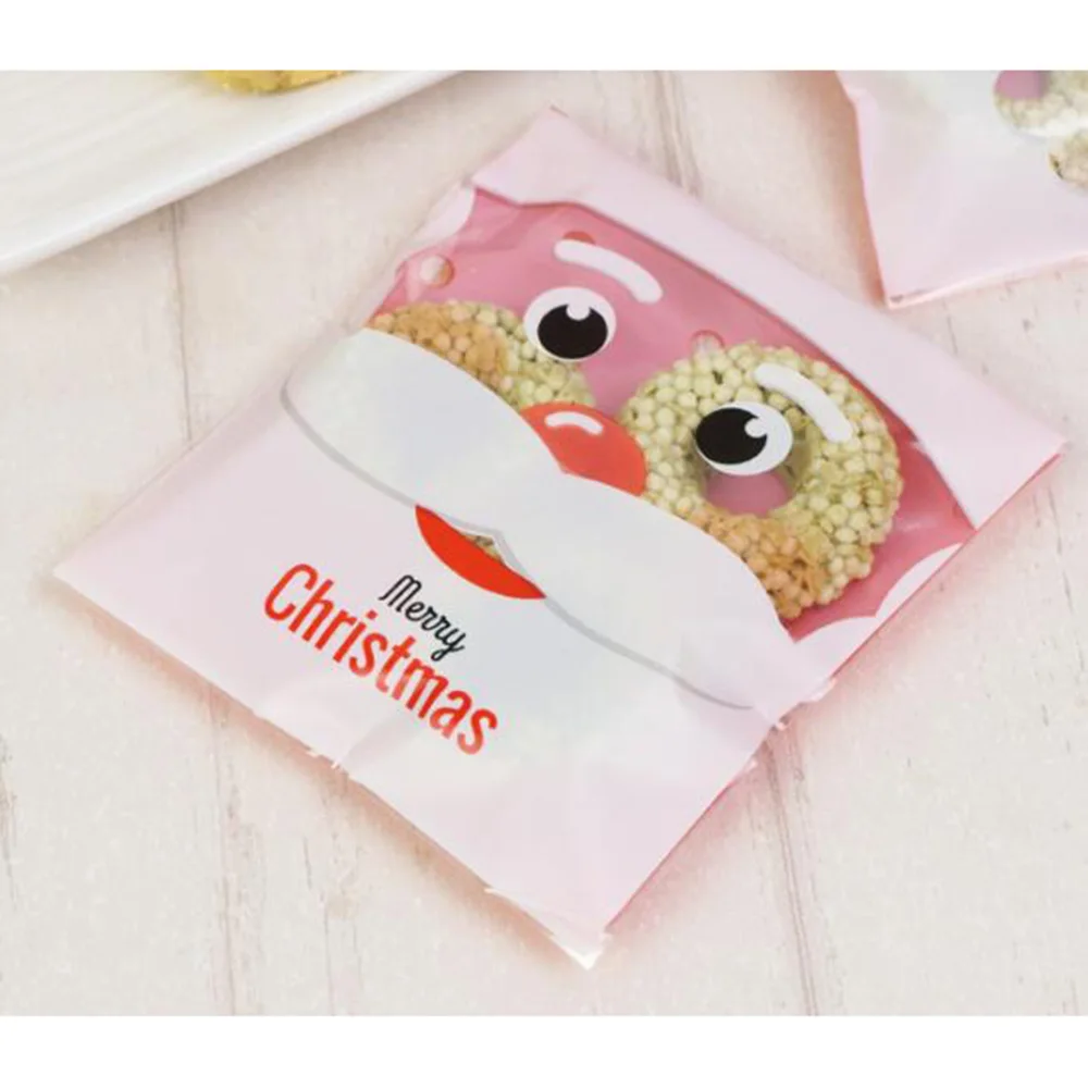 100Pcs/lot Cute Cartoon Gifts Bags Christmas Cookie Packaging Self-adhesive Plastic Biscuits Birthday Candy Cake Package | Дом и сад