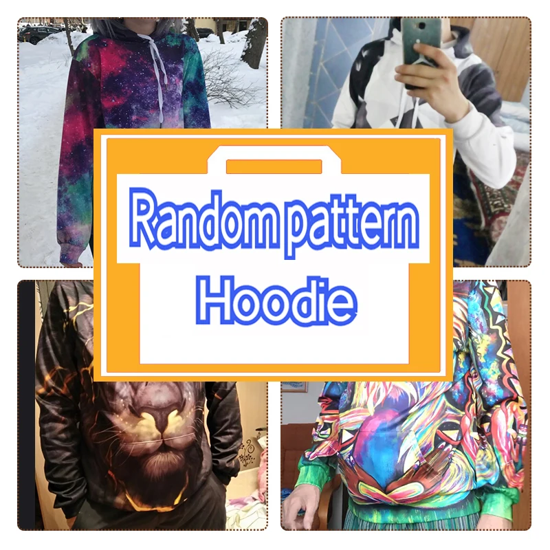 

UJWI Fans Lucky Bag Hoodie Sweatshirt Oversized Plus Size Hooded 3d Printed Men/Woman Streetwear Random Pattern Surprise Hoodies