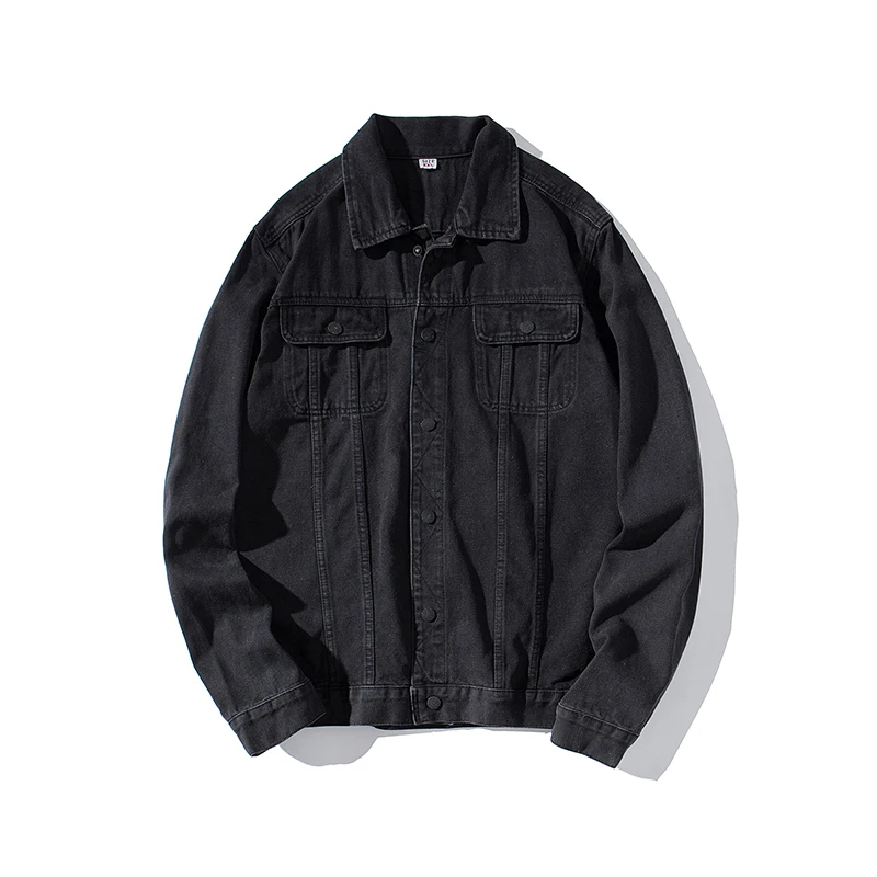

2019 autumn new men's black denim jacket slim denim jacket