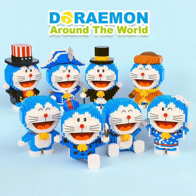 

Classic japan cartoon image micro diamond block doraemon robot cat building brick model nanobricks toys for children gifts