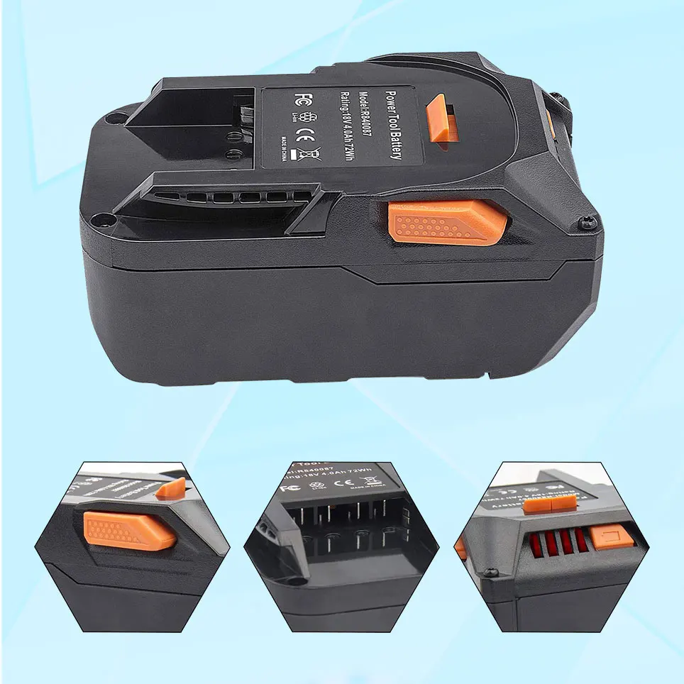 2 packs of 18V 4.0Ah lithium ion replacement battery compatible with RIDGID R840087 R840083 R840086 AC840085 drill | Электроника