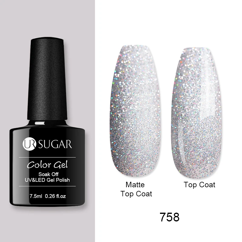 glitter758 Ur Sugar 7,5 мл голографический гель для ногтей с блестками лак лазер розовый фиолетовый жемчуг оболочка Полупостоянный замачиваемый УФ Гель-лак для ногтей лак - Цвет: glitter758