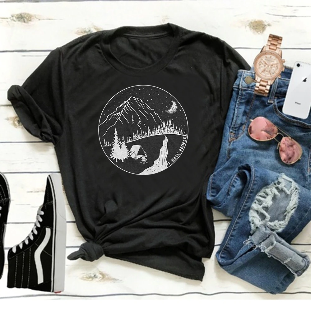 

Забавные походная рубашка я ненавидеть людей Кемпинг Футболка "Влюбленные" Графический Тройник