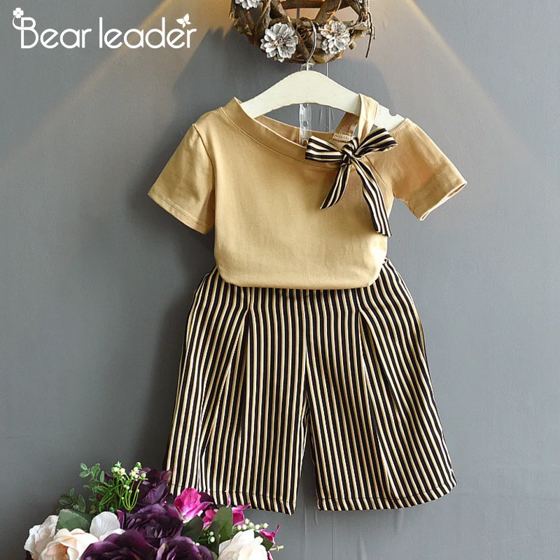 Bear Leader/комплект одежды для девочек; Летняя мода для девочек; Топ без рукавов и штаны; комплект одежды из 2 предметов для девочек; одежда для детей